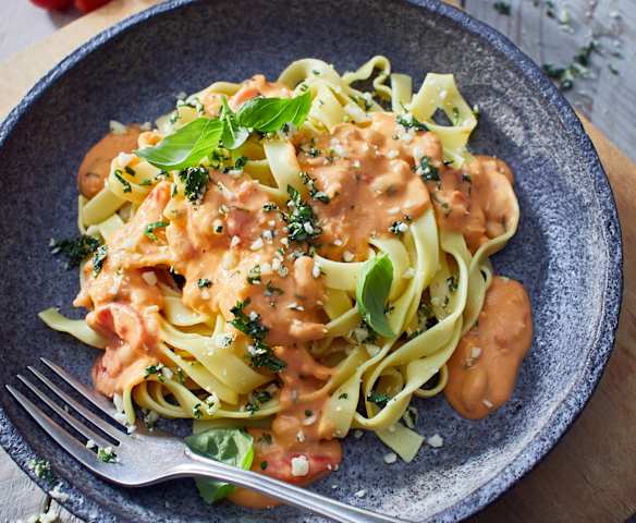 Pasta mit Bohnen-Tomaten-Sugo