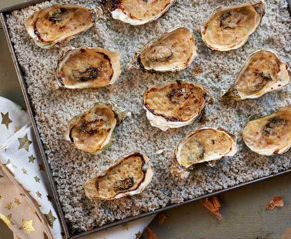 Huîtres chaudes, crème à l'échalote