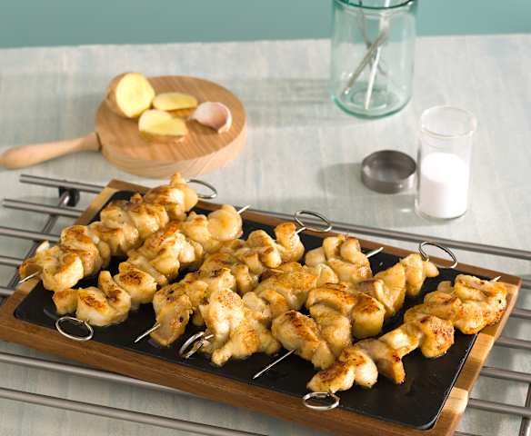Brochetas de emperador al jengibre