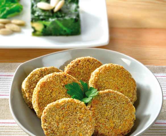 Medaglie di borlotti con spinaci e mandorle