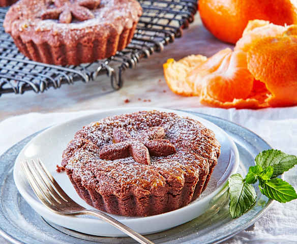 Tartaletas con manzana, mandarina y menta