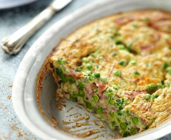 Clafoutis au jambon et aux petits pois