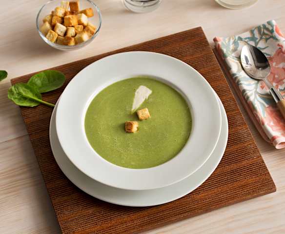 Crema de espinacas y quesitos