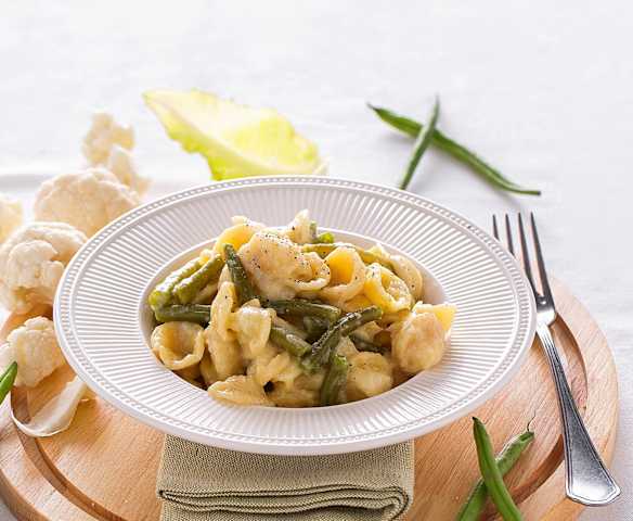 Pasta risottata con cavolfiori e fagiolini