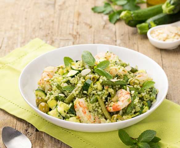 Insalata di riso verde ai gamberi