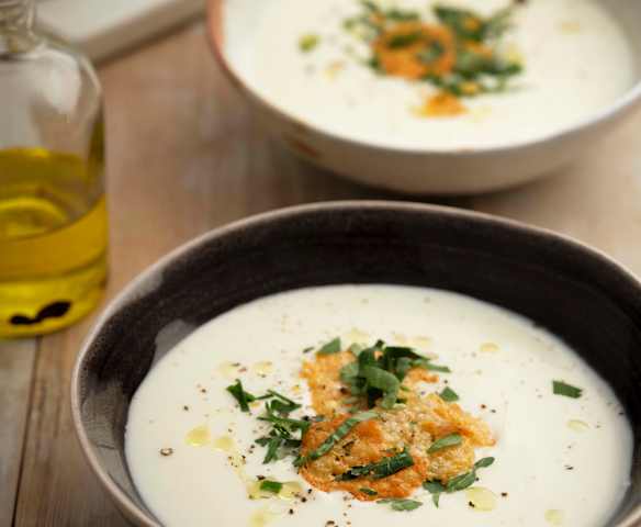 Jerusalem Artichoke Soup with Truffle Oil and Parmesan Crisps Jerusalem Artichoke Soup with Truffle Oil and Parmesan Crisps
