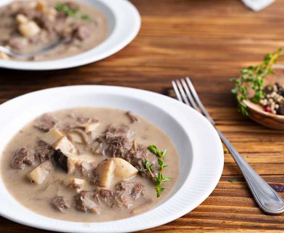 Mijoté de bœuf, sauce champignons