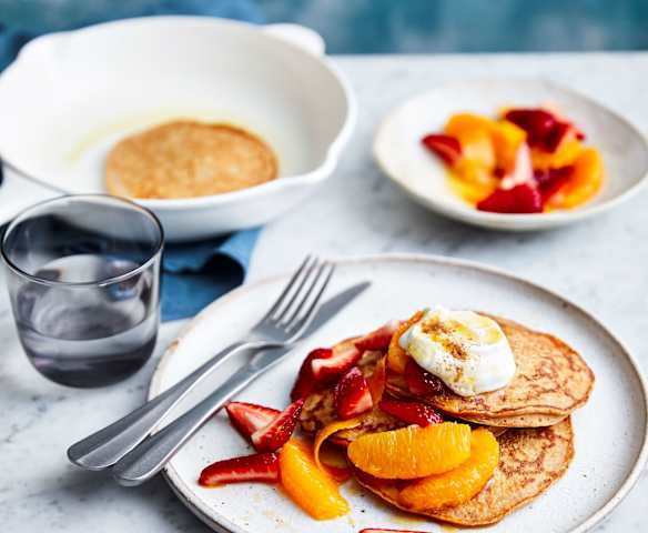 Sweet Potato Pancakes with Orange and Strawberries (Diabetes)