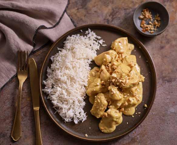 Frango satay com arroz jasmine na Bimby Friend