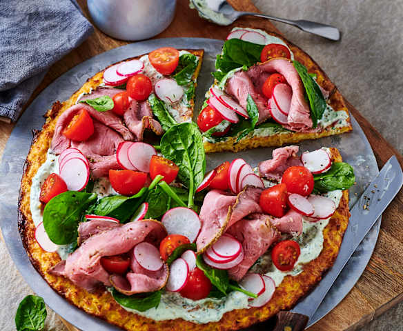 Reibekuchen-Pizza mit Roastbeef Reibekuchen-Pizza mit Roastbeef