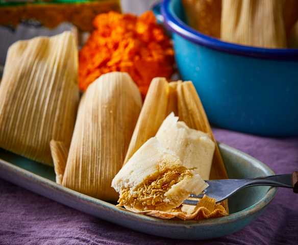 Rajas and Cheese Tamales with Salsa Verde