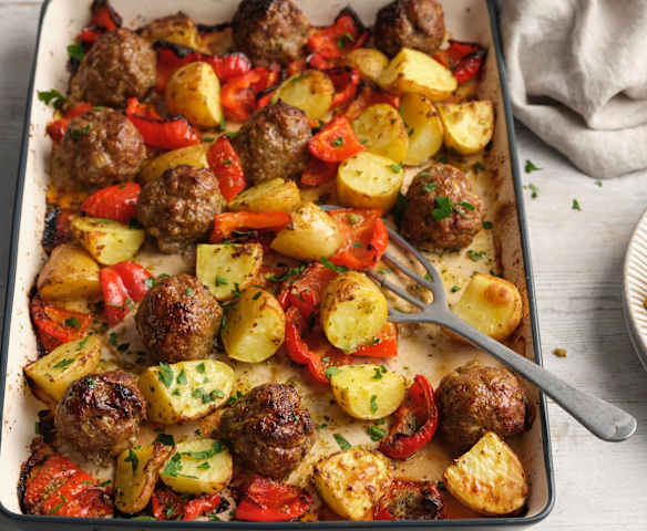 Roasted Meatballs and Spicy Potatoes Roasted Meatballs and Spicy Potatoes