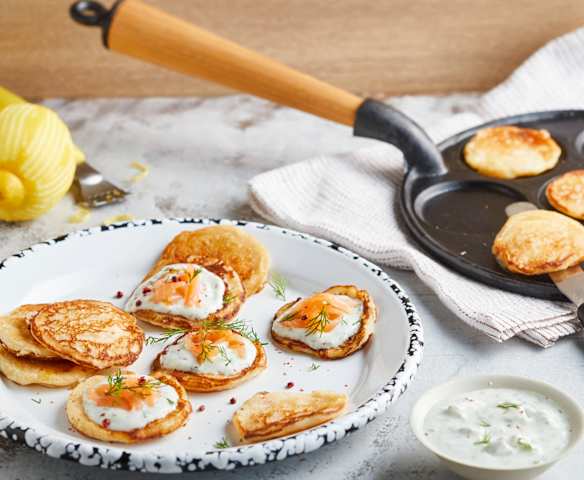 Blinis de pomme de terre au saumon fumé