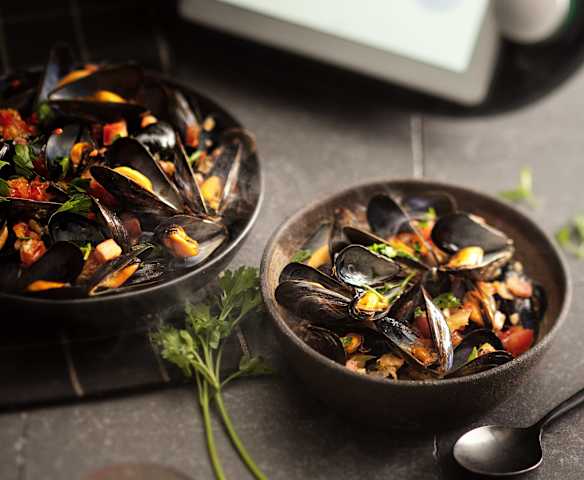 Moules à la sauce tomate épicée Moules à la sauce tomate épicée
