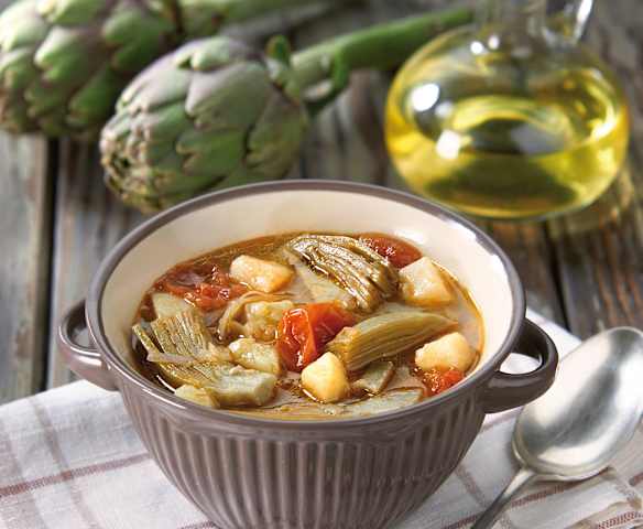 Zuppa di patate e carciofi
