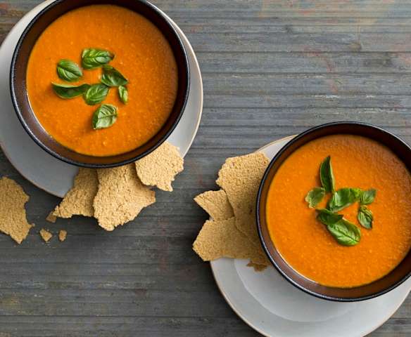 Creamy tomato and basil soup