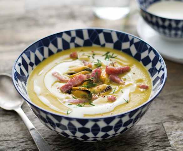 Velouté de cocos de Paimpol aux moules