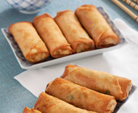 Involtini primavera di gamberi con salsa agrodolce