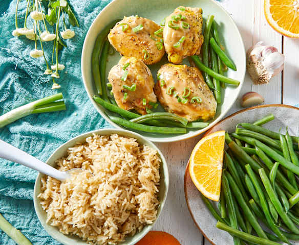 Orange Garlic Chicken with Rice