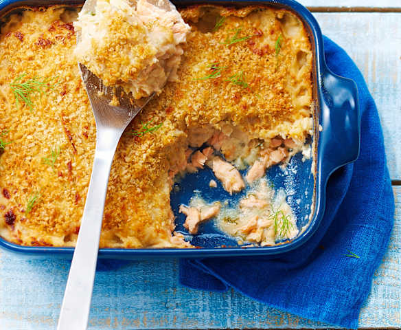 Parmentier de haricots blancs au saumon et à l'aneth