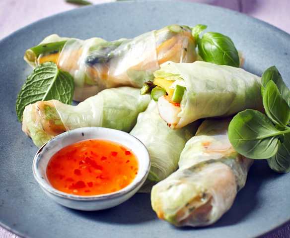 Summer Rolls mit Spargel und Garnelen