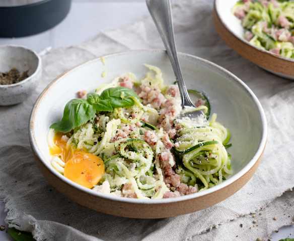 Spaghetti de courgette à la carbonara Spaghetti de courgette à la carbonara