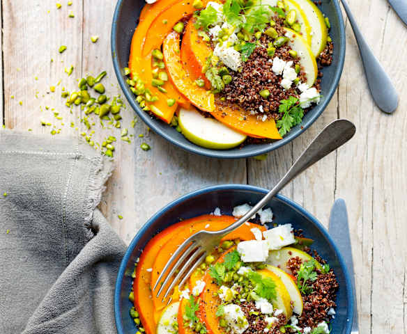 Salade de potimarron, quinoa rouge et feta