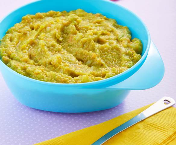 Papilla de zanahoria, chícharo y papa