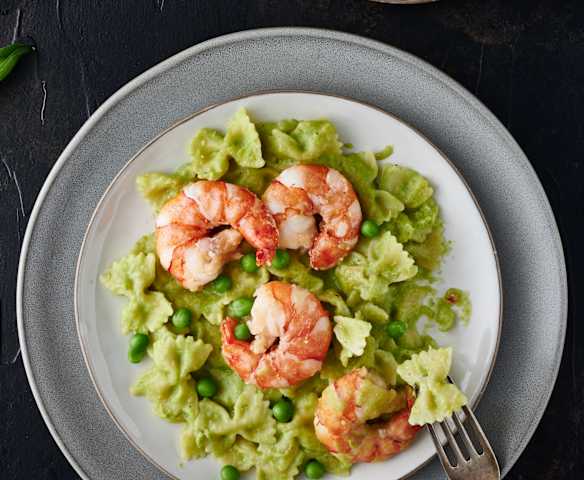Pâtes aux crevettes et petits pois Pâtes aux crevettes et petits pois