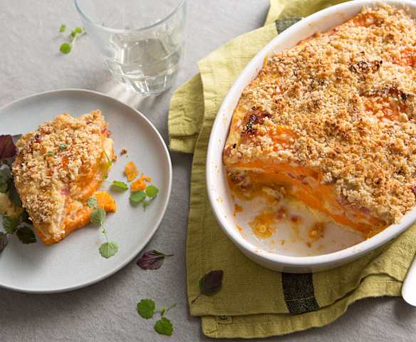 Crumble de batatas con beicon