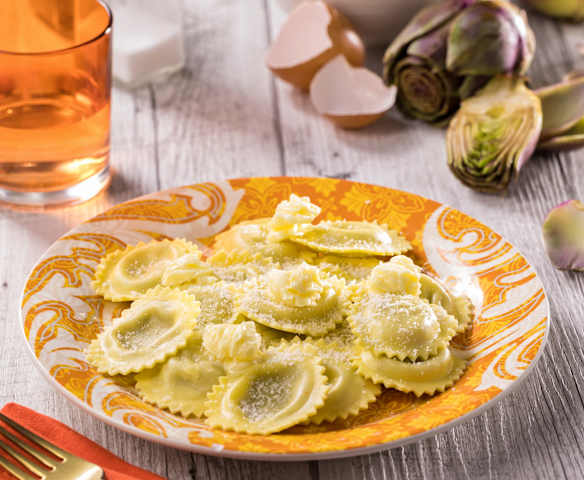Ravioli Stuffed with Artichokes and Pancetta