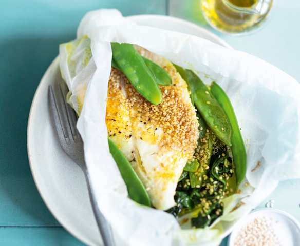 Papillotes de saint-pierre aux pois gourmands