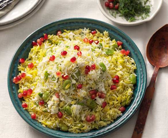 Persian Dill and Lima Bean Rice with Pomegranate