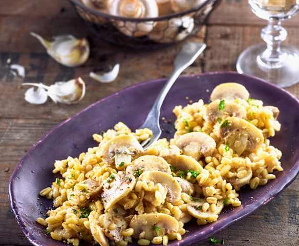 Weizen Risotto mit Champignons