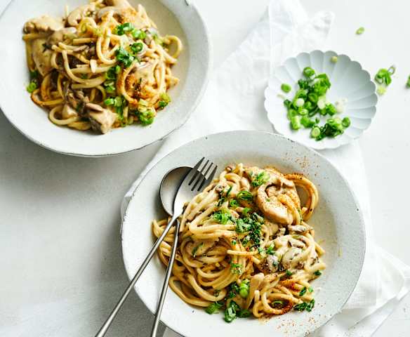 Creamy miso mushroom udon