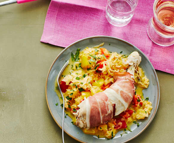 Speck-Keulen mit Rahmsauerkraut