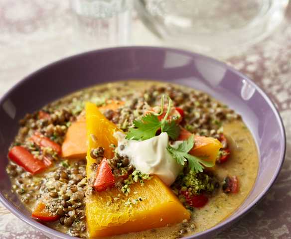 Linsencurry mit Kürbis
