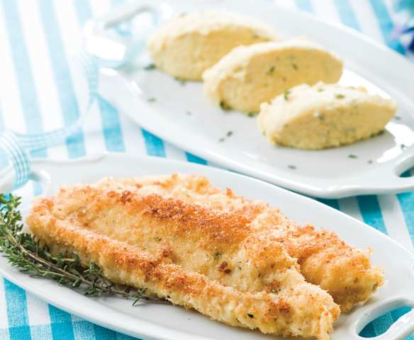 Puré de grão com filetes de linguado