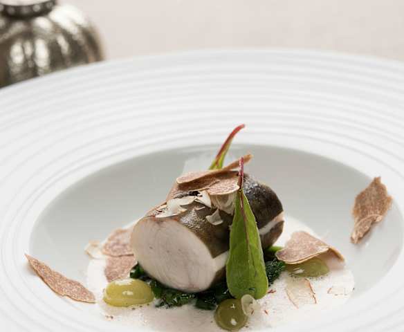 Bachsaibling mit Haselnussmilch