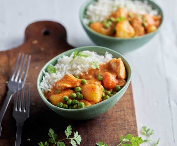 Curry de poulet thaï express et riz basmati