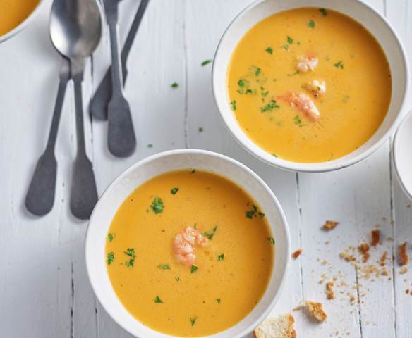 Bisque de crevettes et croûtons Bisque de crevettes et croûtons