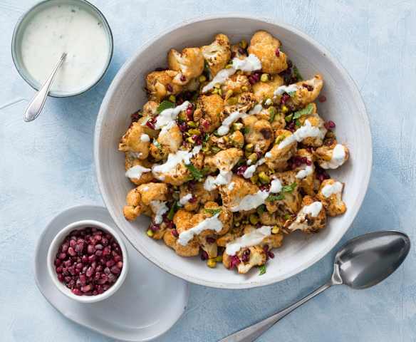 Spiced roasted cauliflower salad with minted yoghurt Spiced roasted cauliflower salad with minted yoghurt