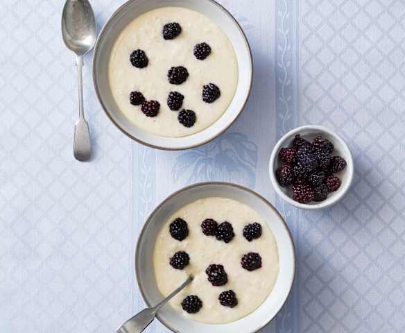 White chocolate and coconut rice pudding