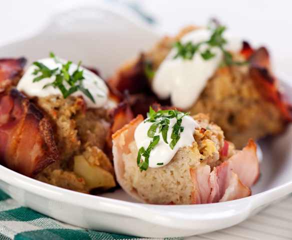 Kartoffelrösti in Baconhülle