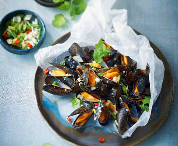 Papillotes de moules gingembre et coco