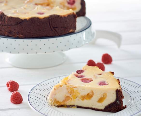 Cheesecake de albaricoques y frambuesas