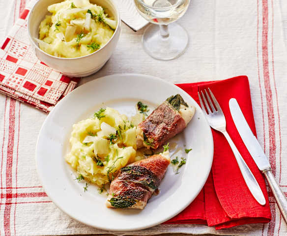 Saltimbocca vom Kabeljau mit Fenchel-Kartoffelpüree