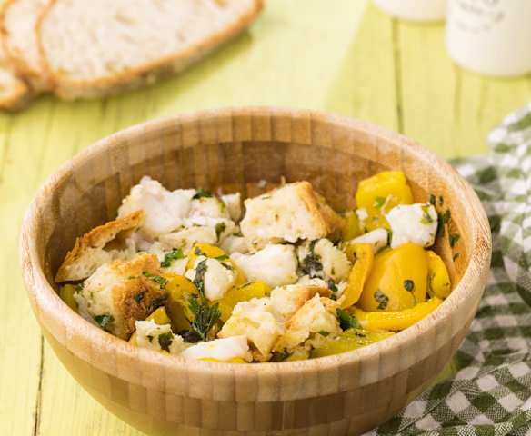 Panzanella di pescatrice e peperoni