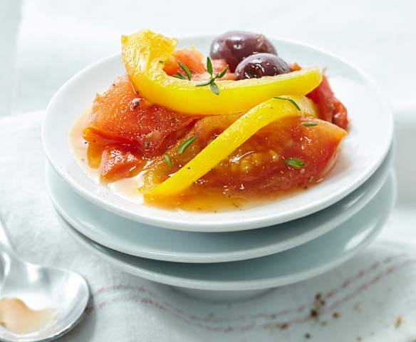 Compotée de tomates, poivrons et olives