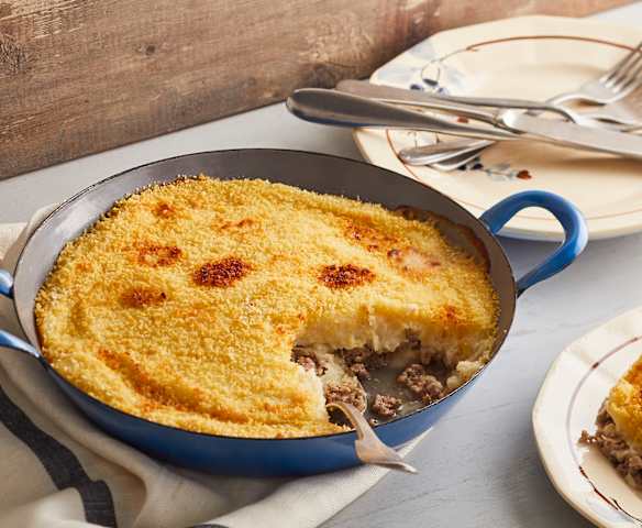 Parmentier de restes de gigot d'agneau aux panais et céleri
